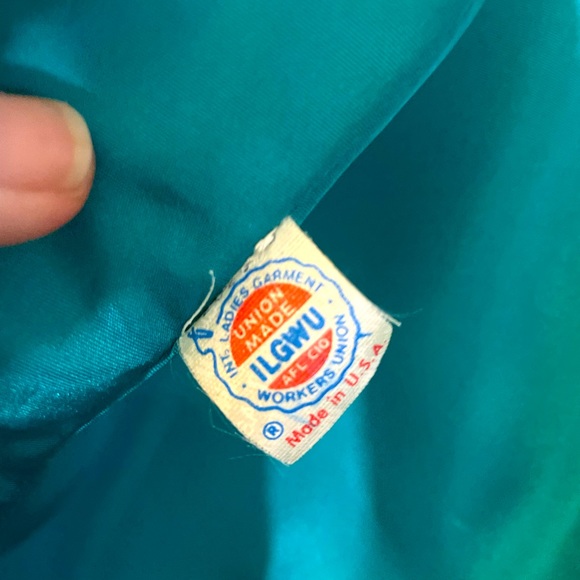 1980s ILGWU forest green bridesmaid prom evening gown vintage ball gown puff fun - Picture 10 of 15